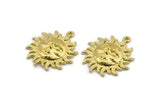 Brass Sun Charm, 2 Raw Brass Sun Shaped Charms With 1 Loop (29x25mm) N2136