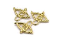 Brass Eye Charm, Raw Brass Eye Shaped Charms With 1 Loop, Pendants, Earring Findings (27x32x3.5mm) N2141