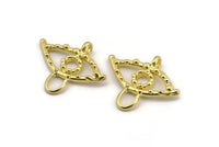 Brass Eye Charm, Raw Brass Eye Shaped Charms With 1 Loop, Pendants, Earring Findings (27x32x3.5mm) N2141