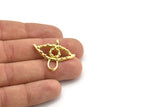 Brass Eye Charm, 2 Raw Brass Eye Shaped Charms With 1 Loop, Pendants, Earring Findings (27x32x3.5mm) N2141