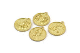 Brass Zodiac Signs, Zodiac Signs With 1 Loop, Zodiac Sign Charms, Raw Brass, Horoscope Charms, Astrology Zodiac Charms (27.5x24x2.5mm)