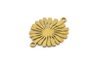 Brass Sun Charm, 12 Raw Brass Sun Charms With 2 Loops, Brass Connectors (22x17x0.60mm) A3871