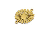 Brass Sun Charm, 12 Raw Brass Sun Charms With 2 Loops, Brass Connectors (22x17x0.60mm) A3871