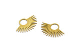Brass Sun Charm, 12 Raw Brass Sunshine Charms, Pendants, Findings (23x15x0.60mm) A3876