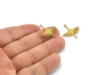 Brass Bird Charm, 24 Raw Brass Stork Charms With 2 Loops, Brass Connectors (24x22x0.60mm) A3874