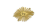 Brass Sun Charm, 8 Raw Brass Sun Charms With 2 Loops, Findings (28x24x0.60mm) A3878