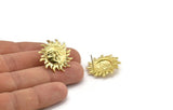 Brass Sun Earring, 2 Raw Brass Sun Stud Earrings, Findings (26x26mm) N2137