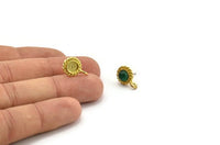 Brass Round Earring, 4 Raw Brass Round Earrings With 1 Loop - Pad Size 6mm (15x11mm) N2123