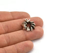 Silver Round Charm, Antique Silver Plated Brass Round Charm With 1 Loop, Pendants, Earring Findings (22x19mm) N2135