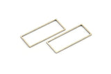Silver Rectangle Ring, 12 Antique Silver Plated Brass Open Rectangle Connectors (14x34x1mm) A4123