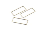 Silver Rectangle Ring, 12 Antique Silver Plated Brass Open Rectangle Connectors (14x34x1mm) A4123