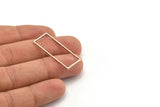 Silver Rectangle Ring, 12 Antique Silver Plated Brass Open Rectangle Connectors (14x34x1mm) A4123