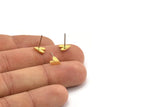 Brass Heart Earring, 12 Raw Brass Tiny Heart Shaped Stud Earrings (8x6x1mm) A3940