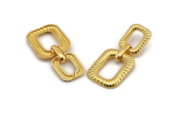 Earring Studs, 2 Gold Plated Brass - Irregular Shaped Stud Earrings - Gold Earrings - Earrings (61x28x3mm) N2148