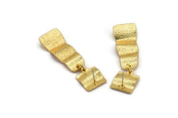 Earring Studs, 2 Gold Plated Brass - Irregular Shaped Stud Earrings - Gold Earrings - Earrings (50x13x1.2mm) N2145