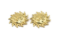 Gold Sun Charm, Gold Plated Brass Sun Shaped Charm With 1 Loop (52x51mm) N2143