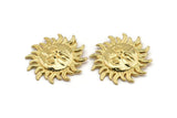 Gold Sun Charm, Gold Plated Brass Sun Shaped Charm With 1 Loop (52x51mm) N2143
