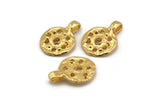 Gold Round Charm, 2 Gold Plated Brass Round Charms With 1 Loop, Pendants, Earring Findings (20x15x2mm) N2129
