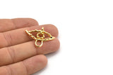 Gold Eye Charm, Gold Plated Brass Eye Shaped Charm With 1 Loop, Pendants, Earring Findings (27x32x3.5mm) N2141