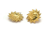 Gold Sun Earring, 2 Gold Plated Brass Sun Stud Earrings, Findings (26x26mm) N2137