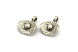 Silver Irregular Charm, 4 Antique Silver Plated Brass Irregular Shaped Charms With 1 Loop (15x13mm) N2134