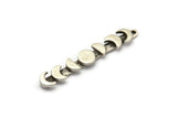 Moon Phases Charm, 2 Antique Silver Plated Brass Moon Phases Charms With 1 Loop, Earring Findings (43x7x3mm) N2130