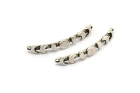 Moon Phases Charm, 2 Antique Silver Plated Brass Moon Phases Charms With 2 Loops, Connectors, Bracelet Parts (44x7mm) N2131
