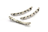Moon Phases Charm, 2 Antique Silver Plated Brass Moon Phases Charms With 2 Loops, Connectors, Bracelet Parts (44x7mm) N2131