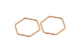 Rose Gold Hexagon Charm, 6 Rose Gold Plated Hexagon Rings (25x1mm) BS 1227 Q0264
