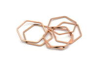 Rose Gold Hexagon Charm, 6 Rose Gold Plated Hexagon Rings (25x1mm) BS 1227 Q0264