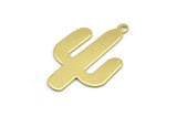 Brass Cactus Charm, 10 Raw Brass Cactus Charms With 1 Loop (31x20x0.70mm) M03391