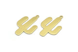 Brass Cactus Charm, 10 Raw Brass Cactus Charms With 1 Loop (31x20x0.70mm) M03391