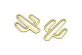 Brass Cactus Charms, 10 Raw Brass Cactus Connectors, Findings (28x20x0.70mm) M03384