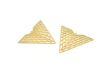 Brass Earring Charm , 10 Raw Brass Textured Triangle Earring Charms With 1 Hole Pendants, Findings (41x32mm) E462