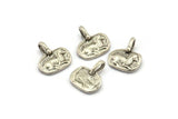 Silver Horse Charm, 4 Antique Silver Plated Brass Horse Charms With 1 Loop, Pendants, Jewelry Findings (14x16mm) N2133
