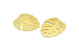 Brass Monstera Charm, 10 Raw Brass Monstera Leaf Charms With 1 Loop, Findings (30x25x0.40mm) F109