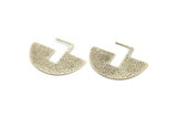 Geometric Earring Findings, 2 Textured Antique Silver Plated Brass Semi Circle Earring Findings (30x40x1mm) BS 1962 H0526