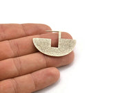 Geometric Earring Findings, 2 Textured Antique Silver Plated Brass Semi Circle Earring Findings (30x40x1mm) BS 1962 H0526