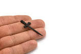 Black Knight&#39;s Sword Pendant, 2 Oxidized Brass Black Sword Charms (44x17mm) N0404 S575