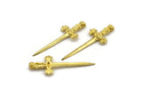Knight&#39;s Sword Pendant, Raw Brass Sword Charms (44x17mm) N0404