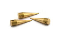 Brass Tribal Charm, 3 Raw Brass Long Spike Tribal Pendant (30x8mm) A0770