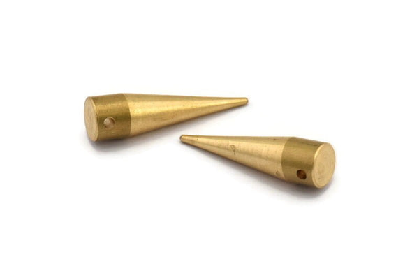Spike Necklace Finding, 50 Raw Brass Long Spike Tribal Pendants (30x8mm) A0770