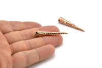 Rose Gold Hammered Spike, 1 Rose Gold Plated Brass Hammered Spike Tribal Pendants (37x6x1mm) N0158 Q0337