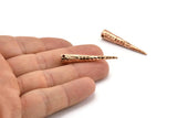 Rose Gold Hammered Spike, 1 Rose Gold Plated Brass Hammered Spike Tribal Pendants (37x6x1mm) N0158 Q0337