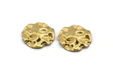 Brass Wavy Disc, 12 Raw Brass Wavy Disc Charms With 1 Hole, Earrings, Pendants, Findings (23x23x0.60mm) D0732