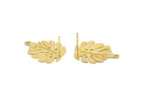 Gold Monstera Earring, 4 Gold Plated Brass Monstera Leaf Stud Earrings With 1 Loop (24x20x0.60mm) D1005 A1287