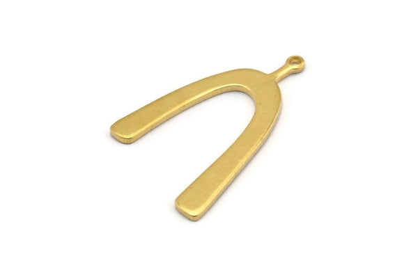 Brass U Charm, 6 Raw Brass U Shaped Charms With 1 Loop, Pendants, Earrings, Findings (34x22x1mm) D1182
