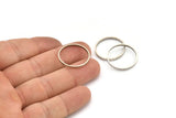 Silver Circle Connectors, 12 Antique Silver Plated Brass Circle Connectors (22x0.8x2mm) D0312 Q0685