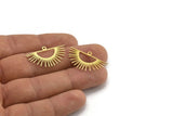 Brass Sun Charm, 12 Raw Brass Sunshine Charms With 1 Loop, Pendants, Findings (18x30x0.60mm) A3961