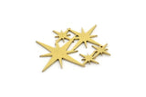Brass Star Charm, 12 Raw Brass Star Shaped Charms, Charm Pendants, Connectors (17x23x0.60mm) A4019